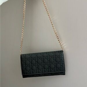 Dior Black Quilted Crossbody Bag with Gold Chain